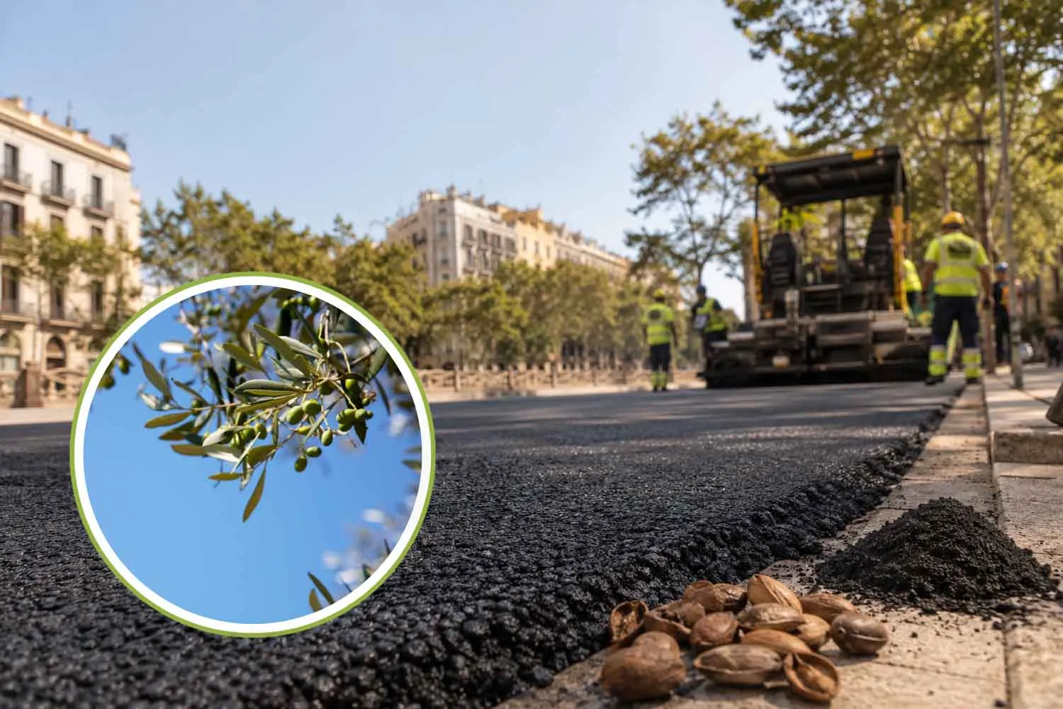 Basta catrame, Barcellona sperimenta le strade al biochar, l'asfalto realizzato con noccioli di oliva