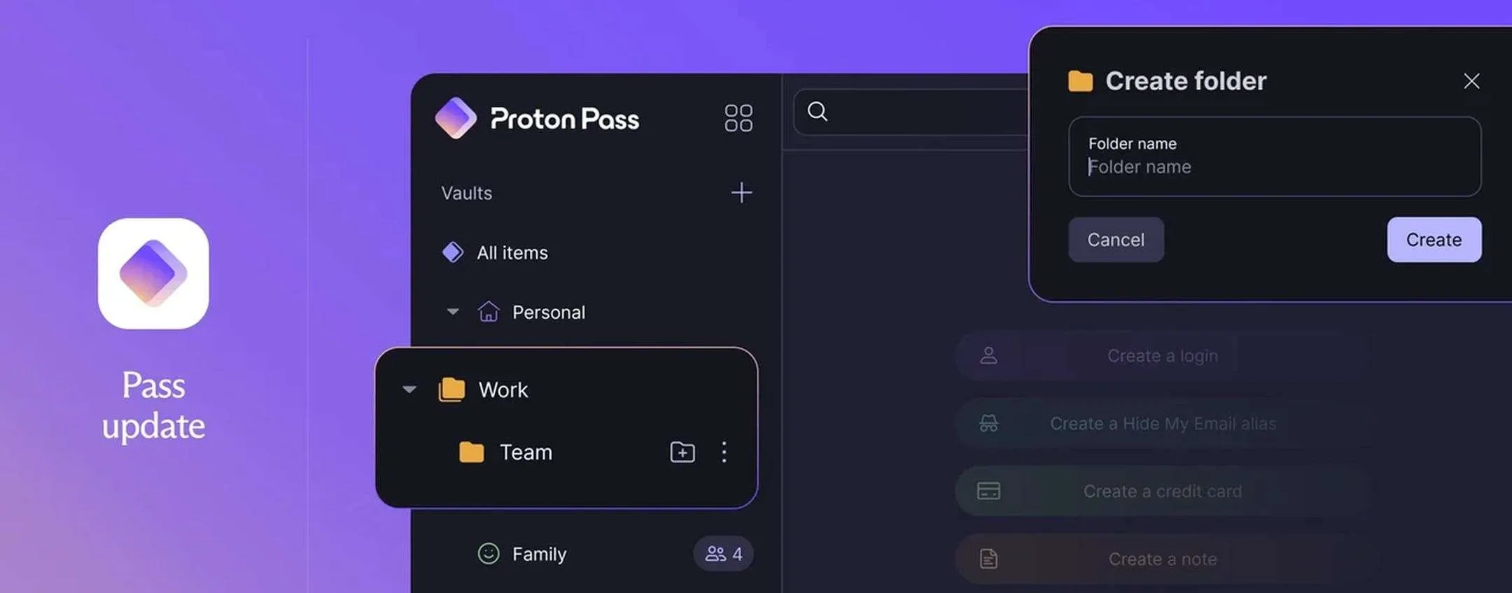 Proton Pass permette di organizzare i vault in cartelle