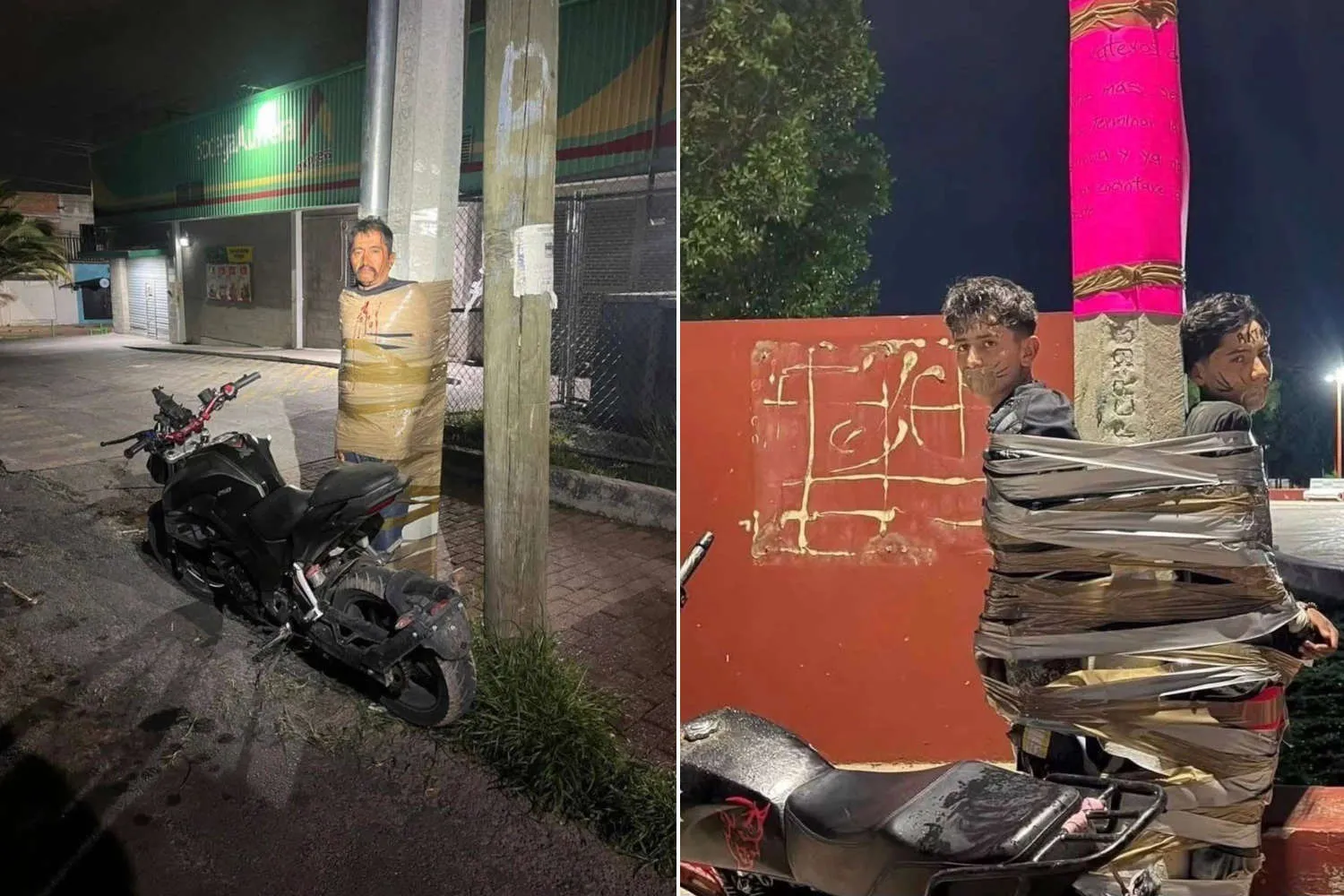 Il misterioso Batman messicano che semina il terrore fra i ladri di moto, legandoli ai pali con nastro adesivo (per farli arrestare)