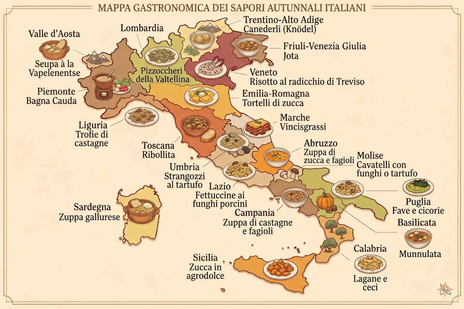 Piatti tipici autunnali regione per regione: la mappa completa. C'è anche il tuo prerferito?