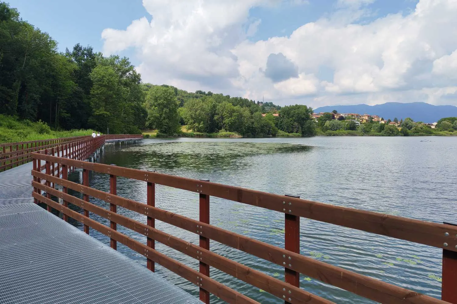 Sono stata in bici sulla pista ciclopedonale del Lago di Comabbio con una passerella mozzafiato sospesa sull’acqua (e una Panchina Gigante)