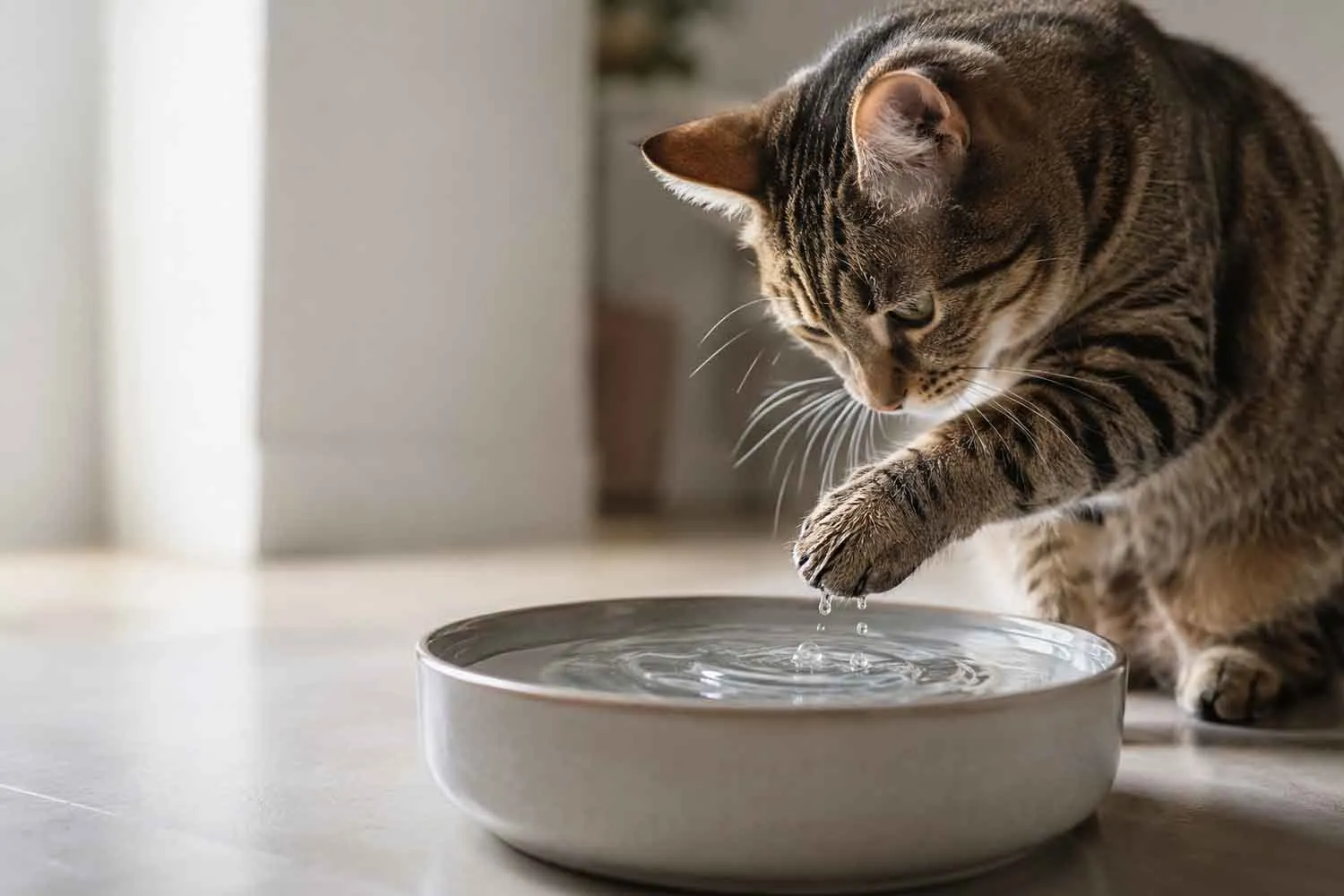 Perché alcuni gatti bevono l’acqua dalla zampa prima di avvicinarsi alla ciotola?